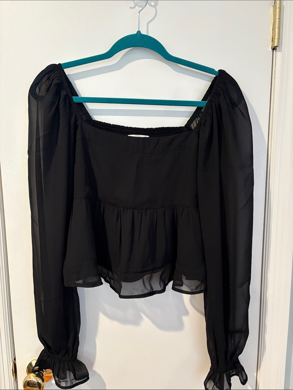 Abercrombie & Fitch Black Sheer Off-Shoulder Blouse